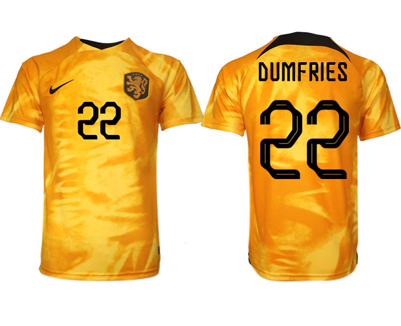 Men 2022 World Cup National Team Netherlands home aaa version yellow #22 Soccer Jersey->netherlands(holland) jersey->Soccer Country Jersey
